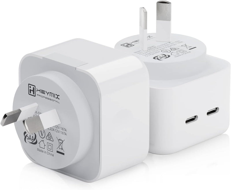 HEYMIX 40W Dual USB-C Charger, 2-Pack 20W Fast Wall Charger, 2-Port Type-C Power Adapter Charger