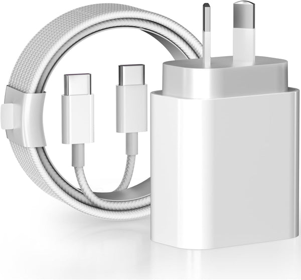 HEYMIX iPhone 15 Fast Charger, 20W USB C Charger Adapter with USB-C to USBC Cable