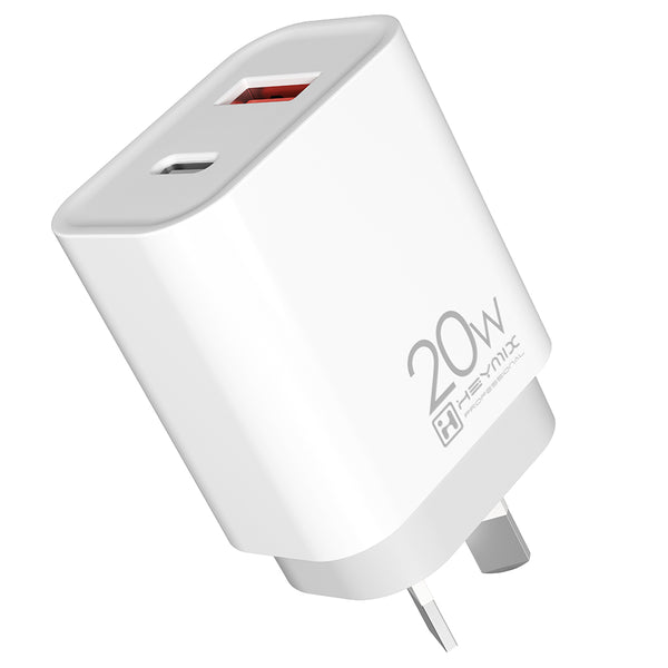 HEYMIX 20W Dual Port PD+QC Charger, Fast Charge for iPhone 15/14/13/12/11/X