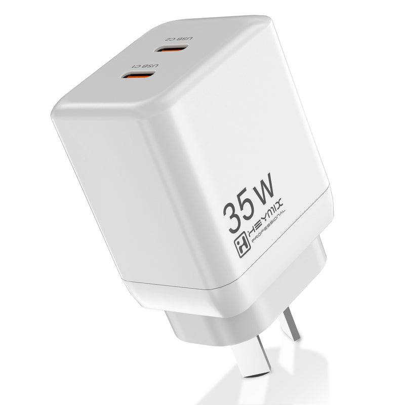 HEYMIX 35W Dual USB-C Fast Charger with 2M  Mfi Lightning & C Cable