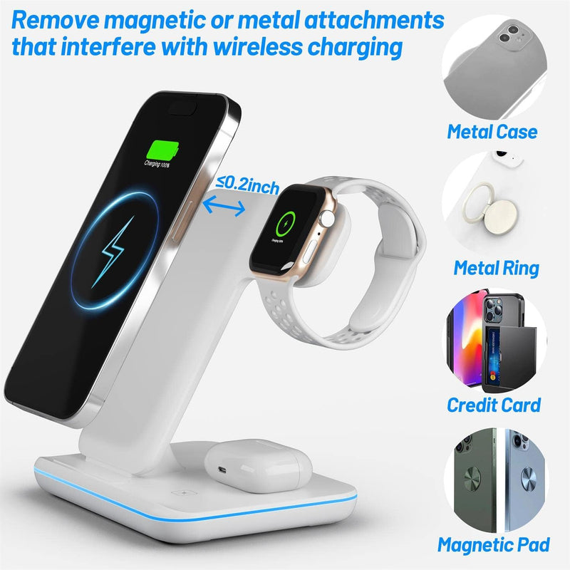 HEYMIX 3IN1 Wireless Charger Compatible with iPhone, Airpods, Apple Watch