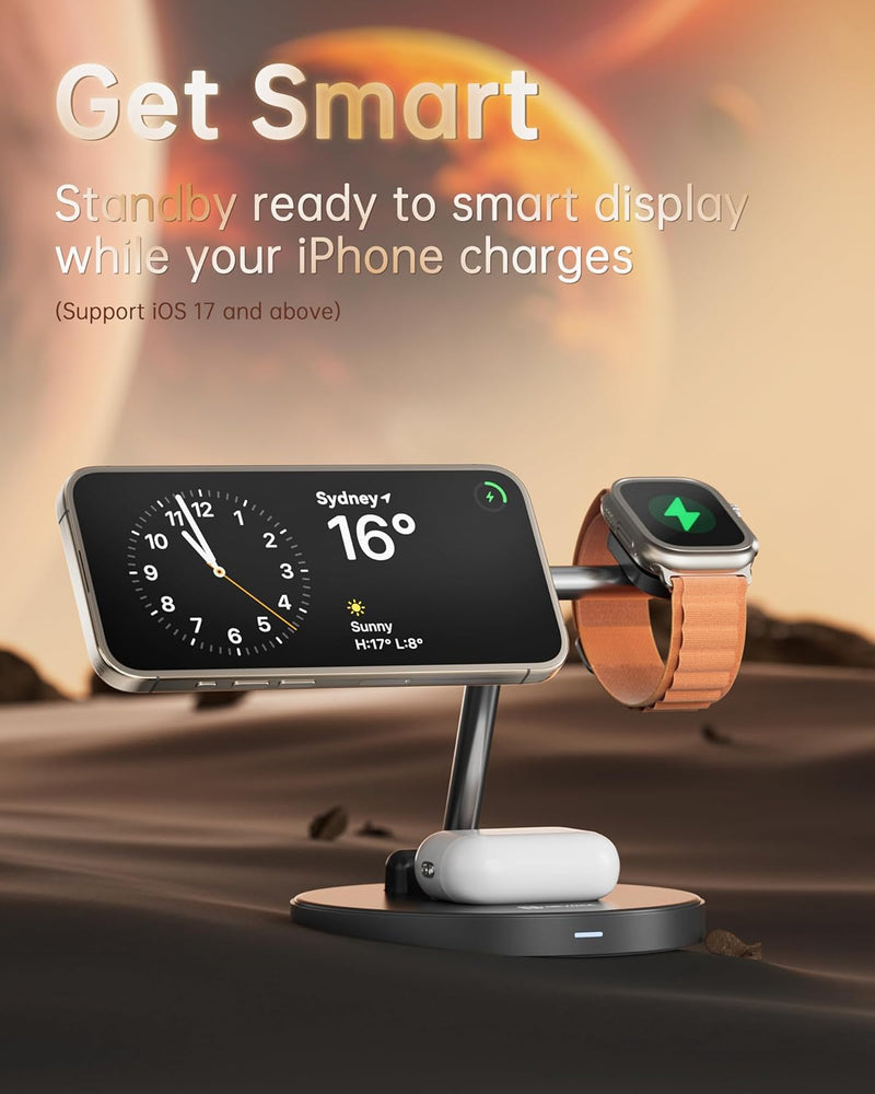 HEYMIX 3IN1 Magsafe Wireless Charger Compatible with iPhone, Airpods, Apple Watch