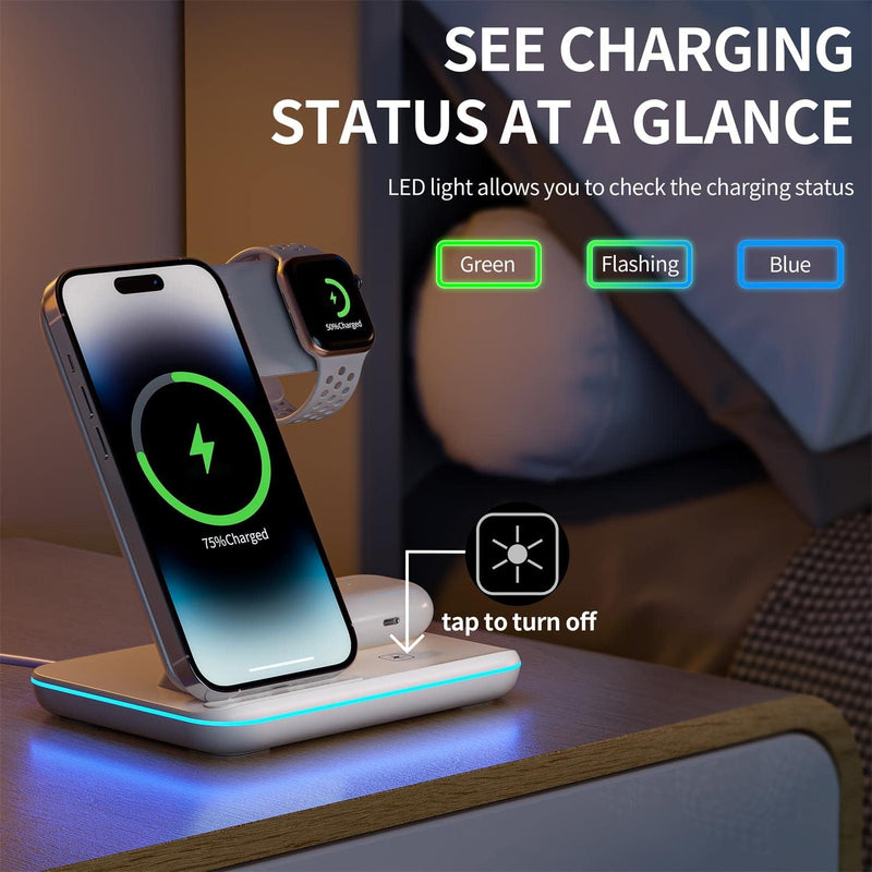 HEYMIX 3IN1 Wireless Charger Compatible with iPhone, Airpods, Apple Watch