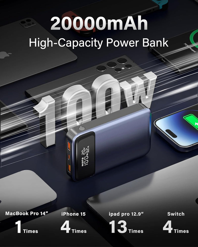 HEYMIX 100W Power Bank, 20000mAh Laptop Powerbank Portable Charger