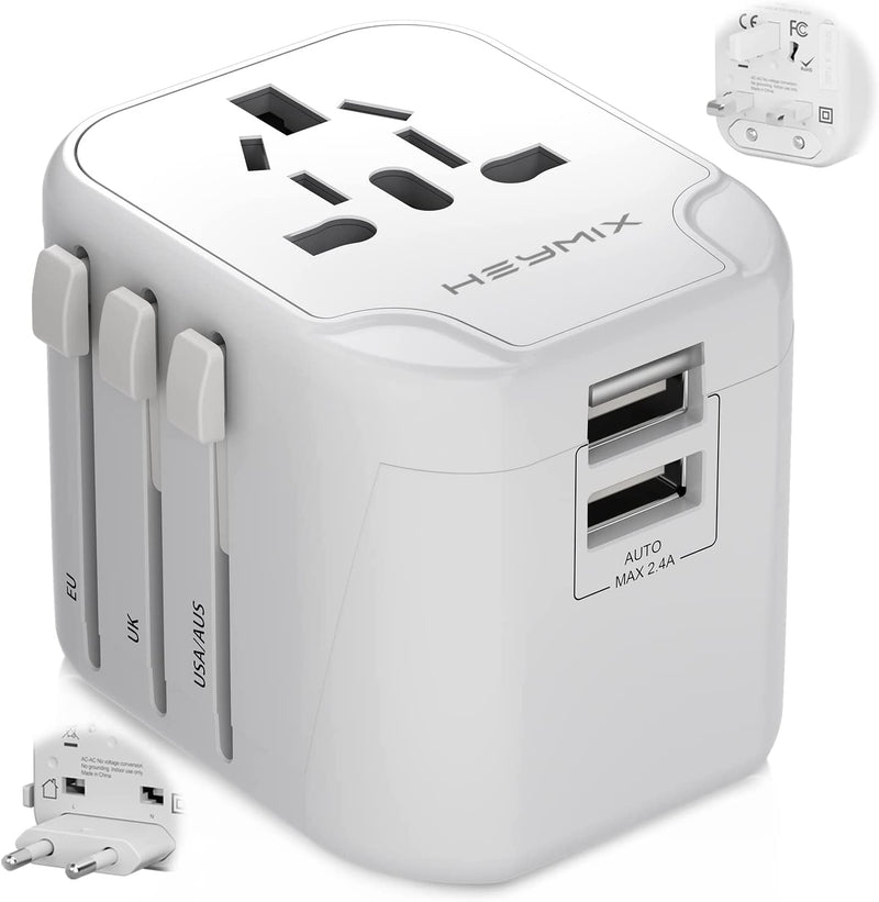 LENCENT 65W GaN Universal Travel Adapter with 2 USB Ports 3 Type C Fast  Charging Power Adapter EU/UK/USA/AUS plug for Travel