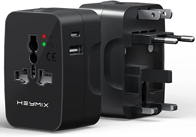 Heymix Universal Travel Adapter with USB for EU/US/UK/India/Bali To AUS