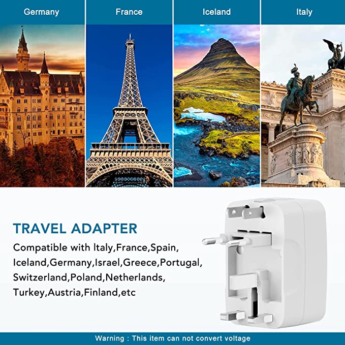 Heymix Universal Travel Adapter with USB for EU/US/UK/India/Bali To AUS